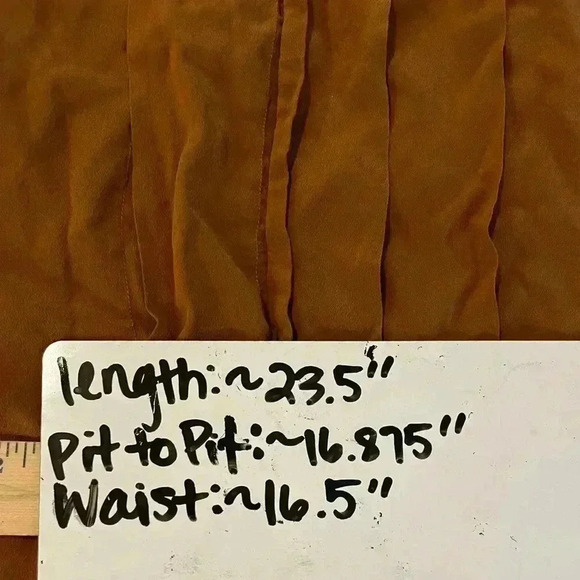 Madame de Saint Gil Vintage Caramel Brown Layered Silk Long Sleeve Blouse Sz 40 - Picture 8 of 8